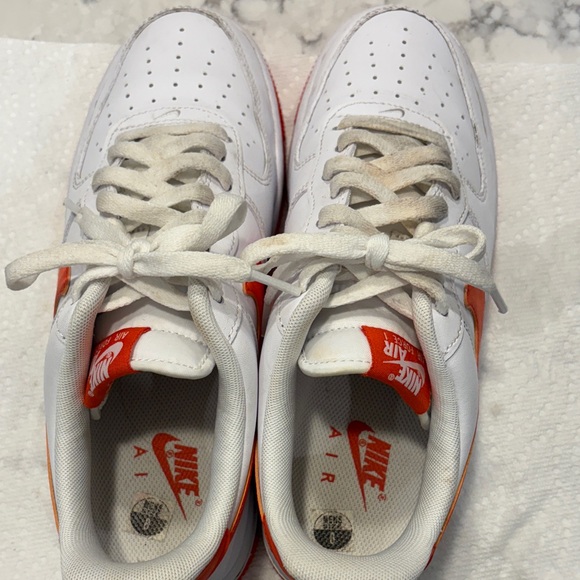 Nike Air Force 1 White and orange Athletic Shoes - Picture 5 of 9